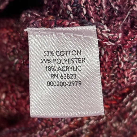 CJ Banks Red, Orange, Blue, and Green Marled Stripe with Split Neck Sweater 1X - Picture 12 of 14